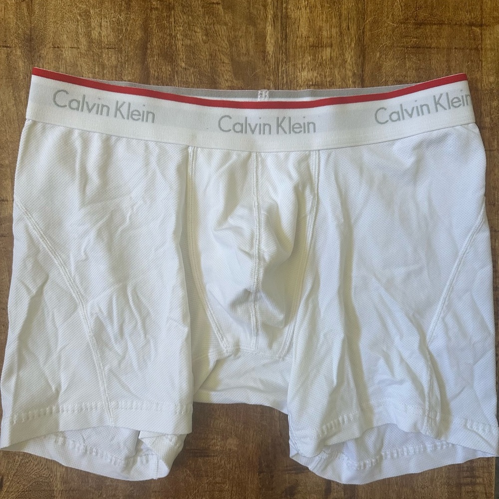 Calvin Klein Athletic White Boxer Briefs with Red Trim